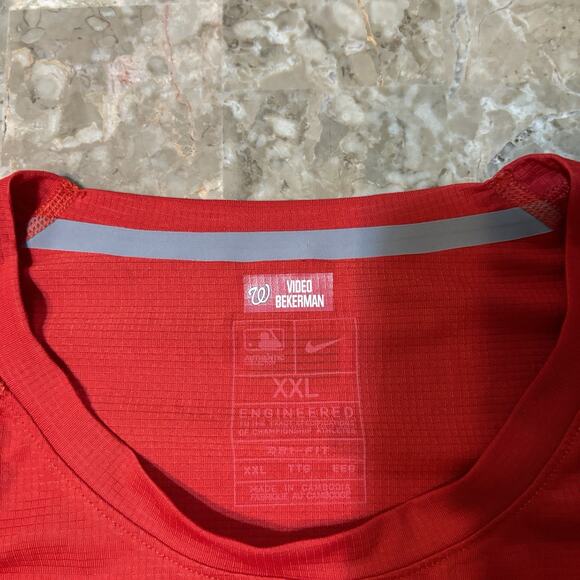 Nike MLB Shirt Mens 2XL Red Washington Nationals Baseballs Short Sleeve NKXI - Picture 5 of 9